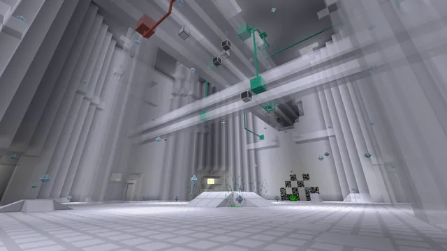 The Glitch game’s geometric white environment, shown in Luanti’s official gallery.