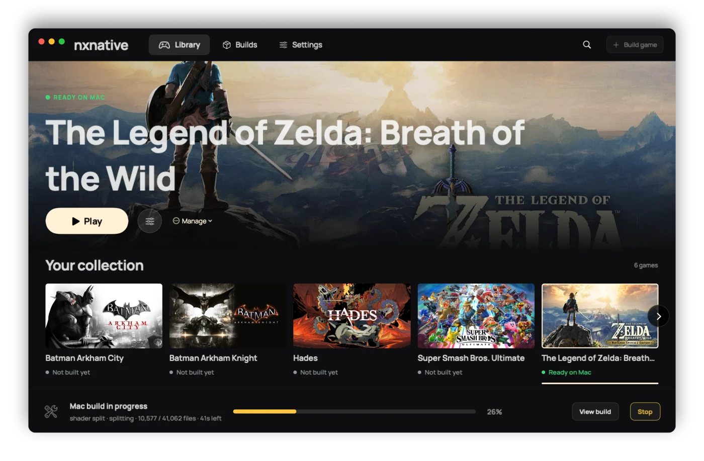 Complete English NX2Apple library with Breath of the Wild selected.