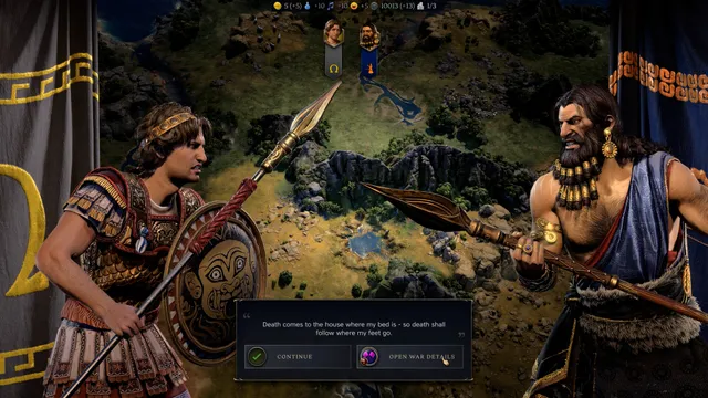 Two leaders negotiating on the Civilization VII diplomacy screen.