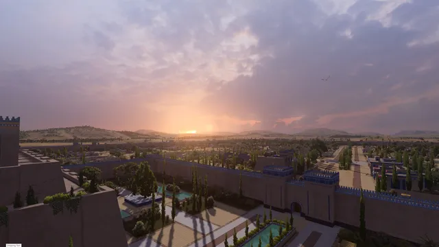 A sunlit ancient city panorama in Total War PHARAOH DYNASTIES.